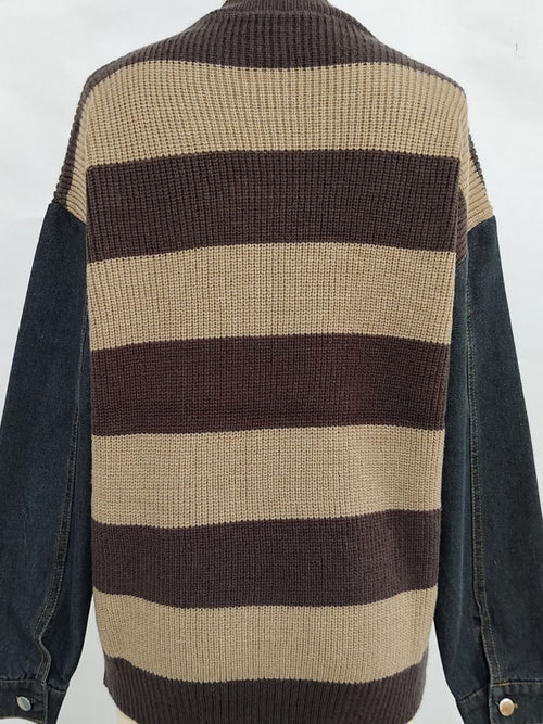 Cara Striped Denim Sleeve Sweater
