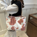 Maisie Cow Print Furry Tote Bag-Multiple Color Options