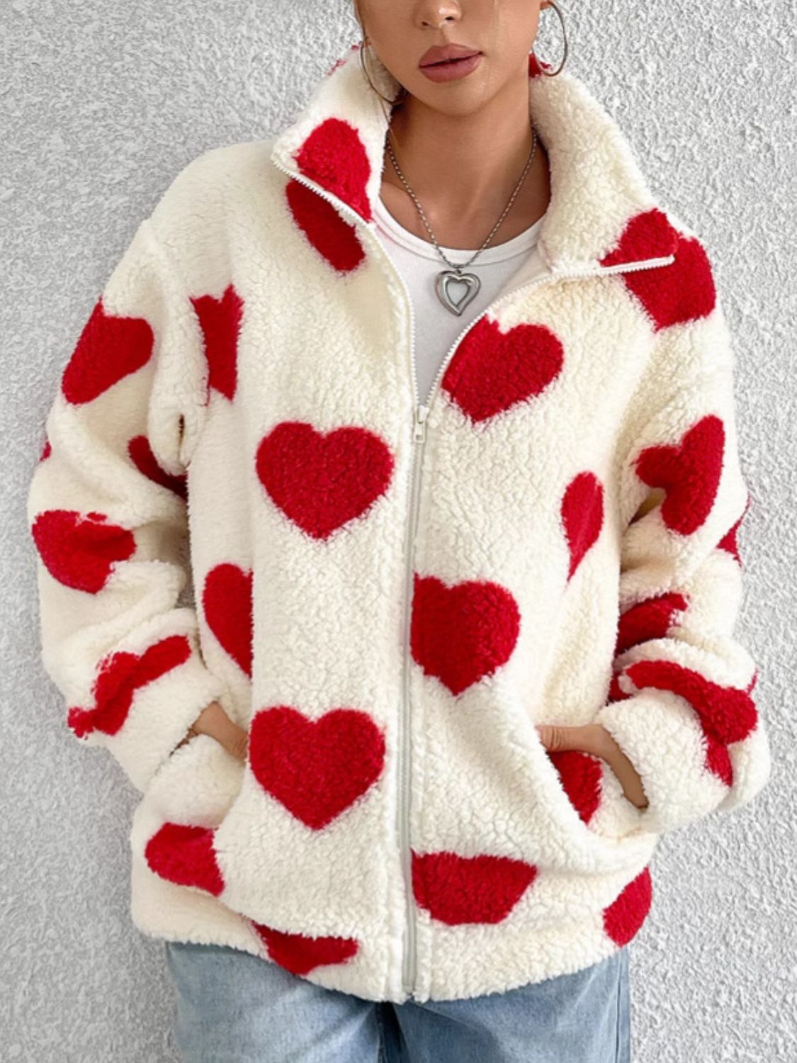 Sparrow Heart Zip Up Furry Jacket-Multiple Color Options