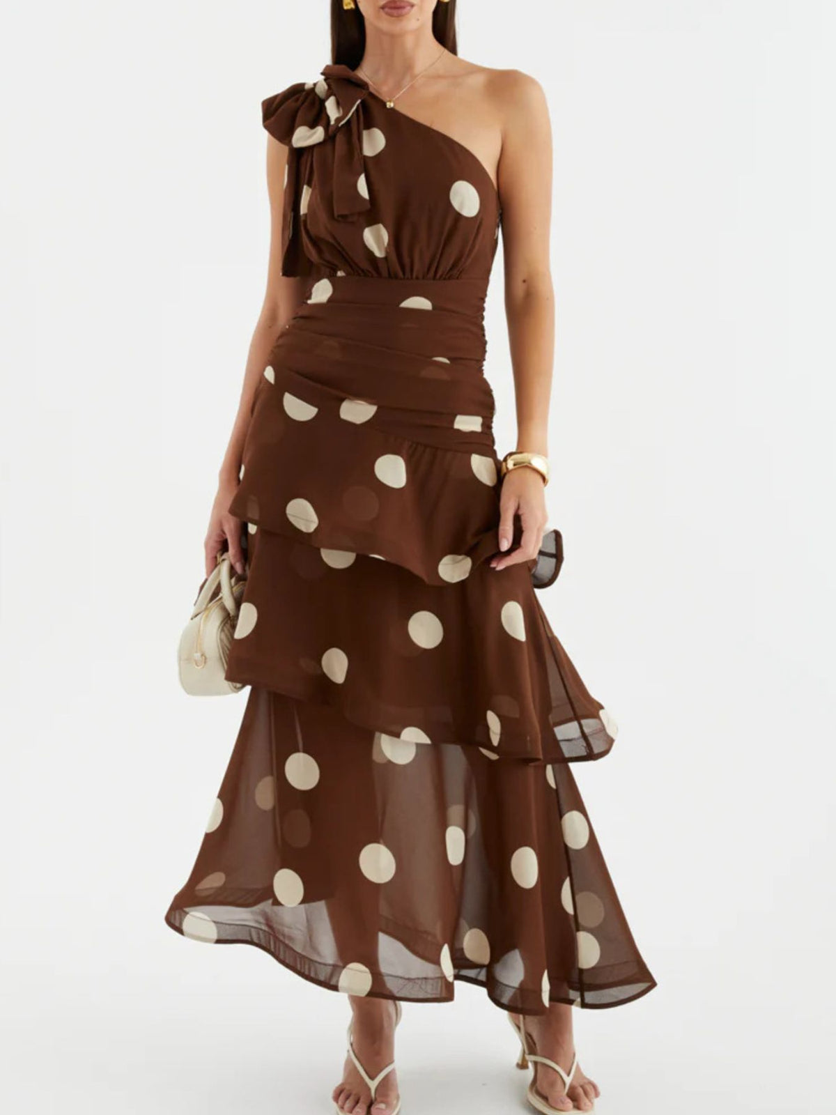 Katie Polka Dot One-Shoulder Ruffle Dress- Multiple Colors!